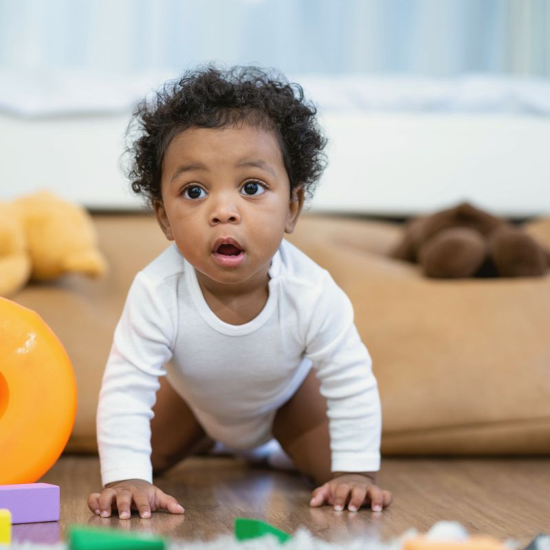 baby crawling on the floor