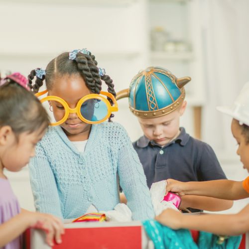 Preschoolers dressing up