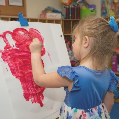 Little girl painting at ChildScape in Tallmadge